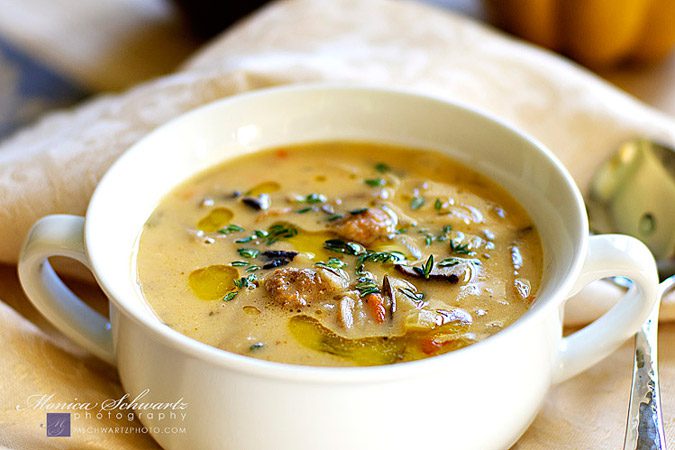 Cannellini Bean Soup with Mushrooms, Sausage and Thyme