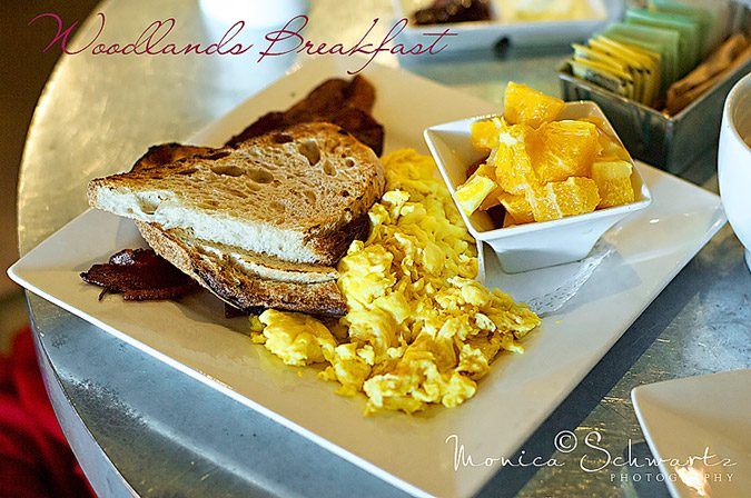 Scrambled Eggs, Bacon and Toast at Woodlands Cafe