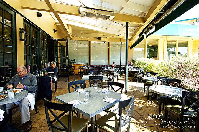 Outdoor patio at Woodlands Cafe in Kentfield