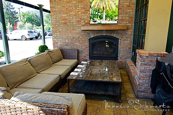 Outdoor fireplace at Woodlands Cafe