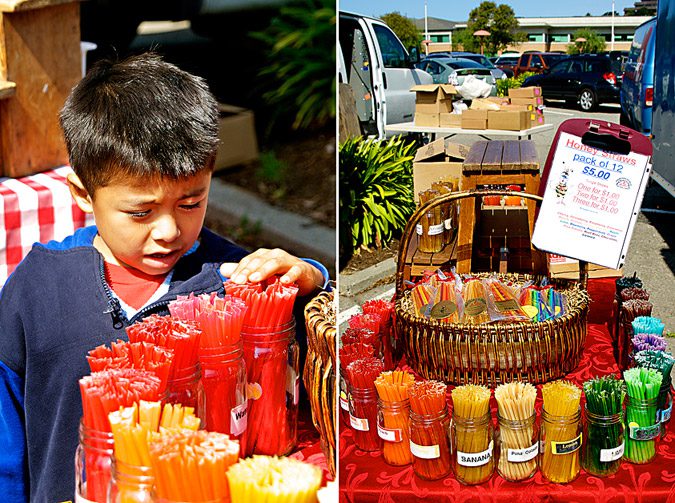Assorted-honey-sticks-at-the-farmers-market-in-San-Rafael-Marin-County-California