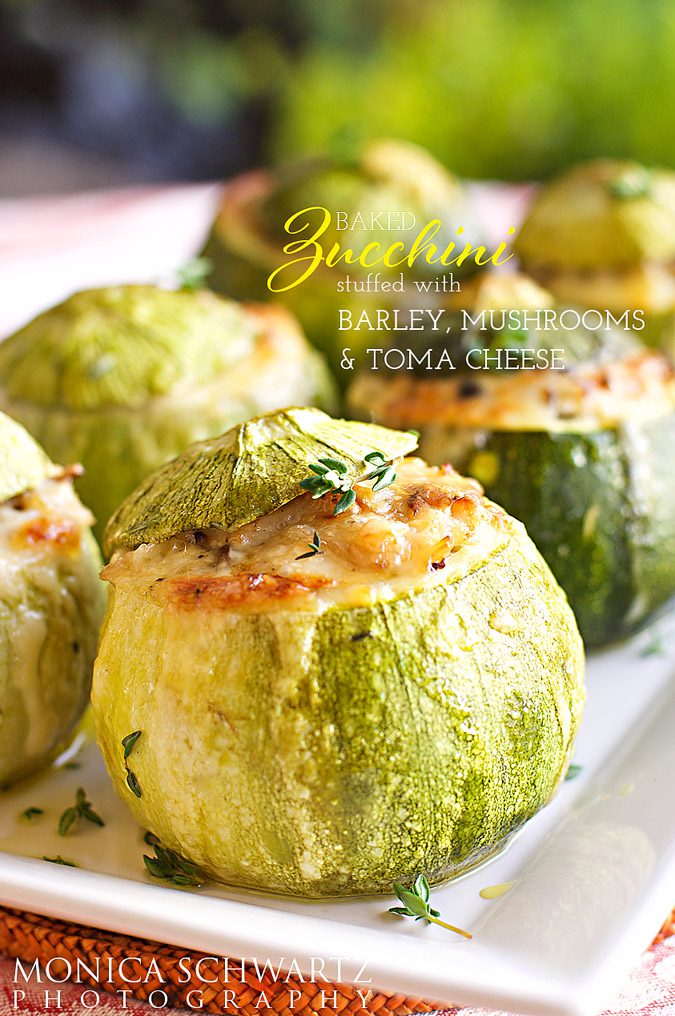 Recipe-for-Baked-Zucchini-stuffed-with-Barley-Mushrooms-and-Toma-cheese