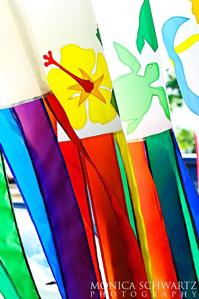 Colorful-flag-banners-in-Hanalei-Kauai-Hawaiian-Islands