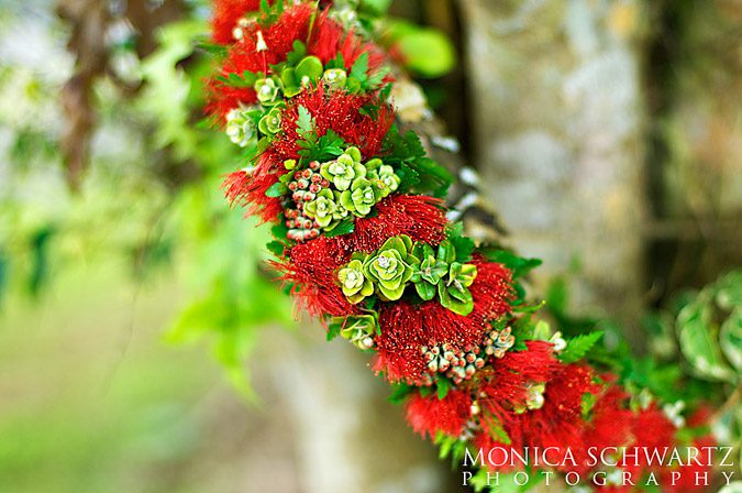 Haku-lei-flower-crown-with-red-Lehua-blossom-and-other-traditional-Hawaiian-plants