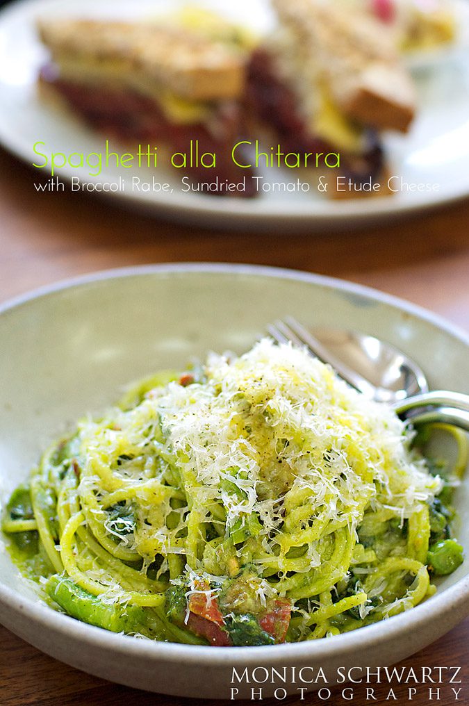 Spaghetti-pasta-with-broccoli-rabe-sundried-tomato-and-etude-cheese-at-Farmshop-Restaurant-Larkspur-California