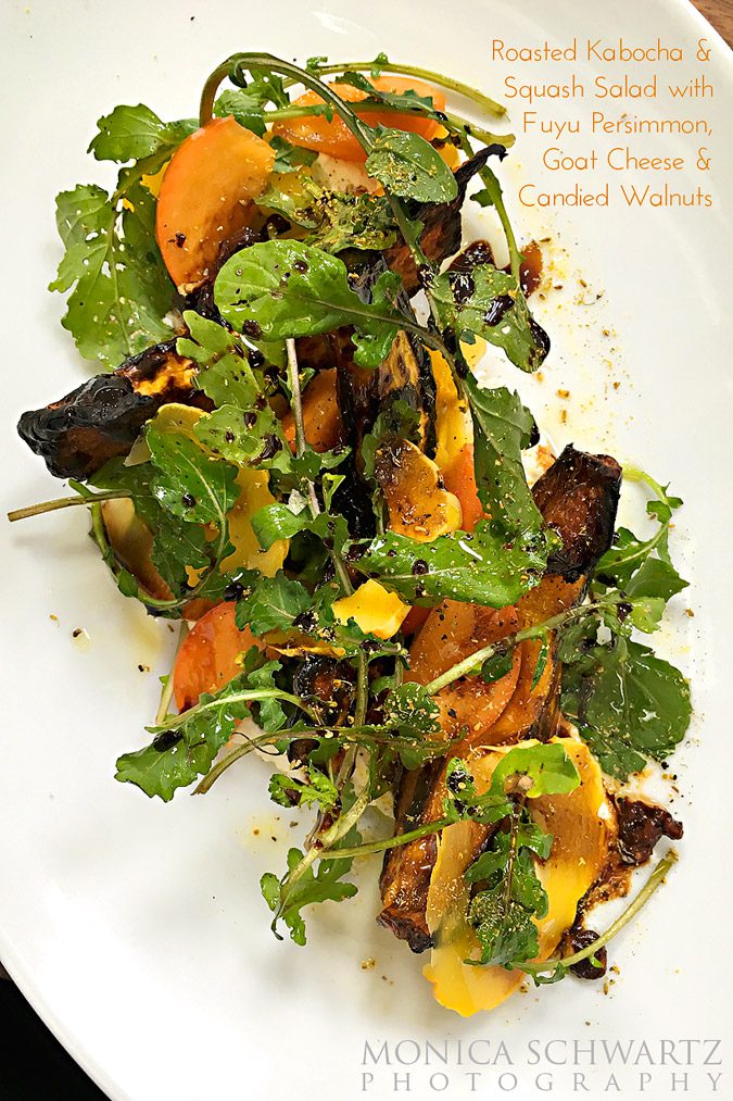 Roasted-pumpkin-salad-wih-Fuyu-Persimmon-and-goat-cheese-at-Farmshop-Restaurant-in-Larkspur-California