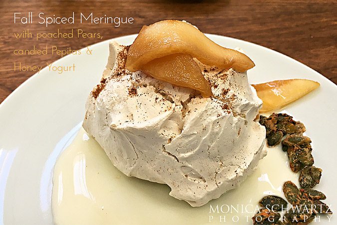 Fall-Spiced-Meringue-with-Poached-Pears-dessert-at-Farmshop-Restaurant-in-Larkspur-California