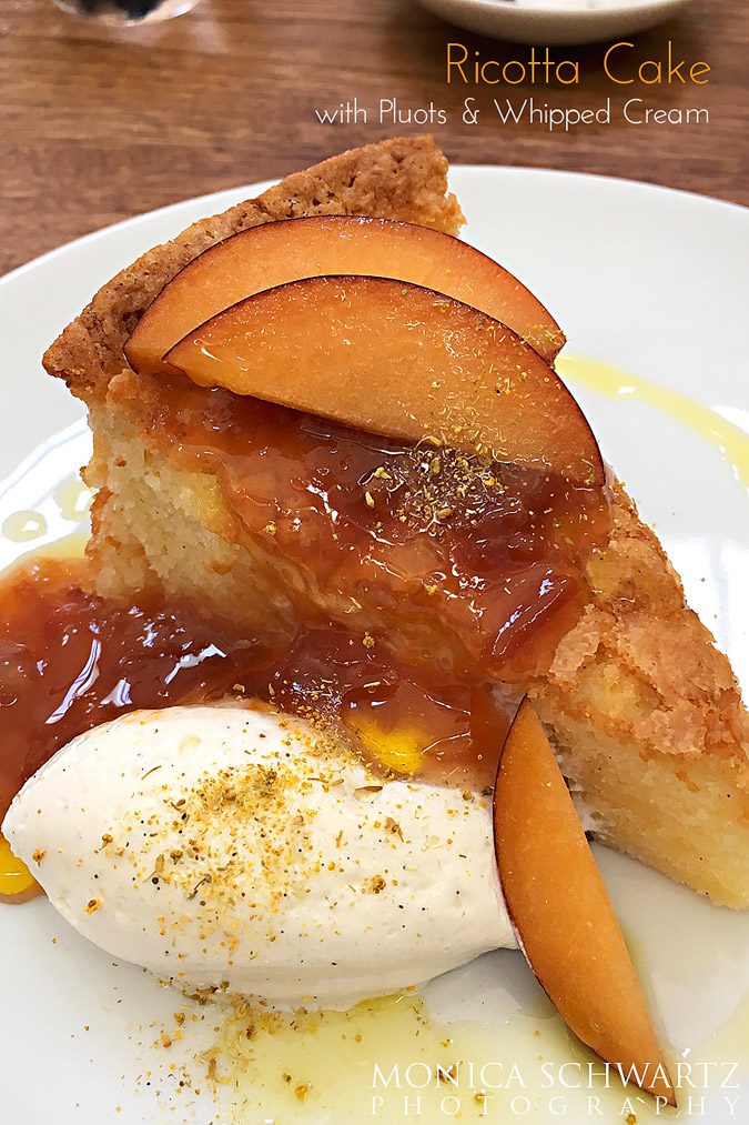 Ricotta-Cake-with-Pluots-and-whipped-cream-at-Farmshop-Restaurant-in-Larkspur-California