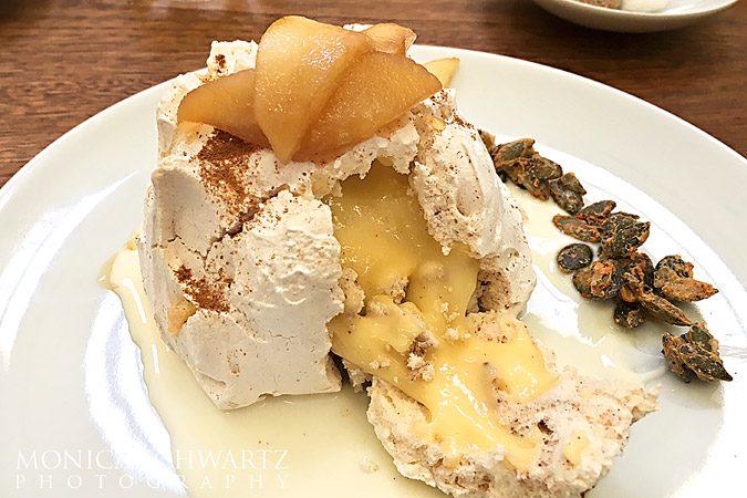 Fall-Spiced-Meringue-with-Poached-Pears-dessert-at-Farmshop-Restaurant-in-Larkspur-California