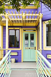 Purple-and-yellow-floating-home-in-Sausalito-California