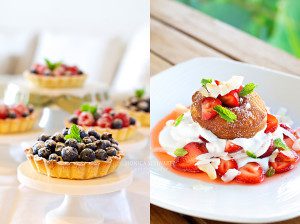 Summer-berry-tartlets-and-Cronut-with-Coconut-Milk-and-strawberries