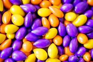 Purple-and-yellow-candy-covered-almonds