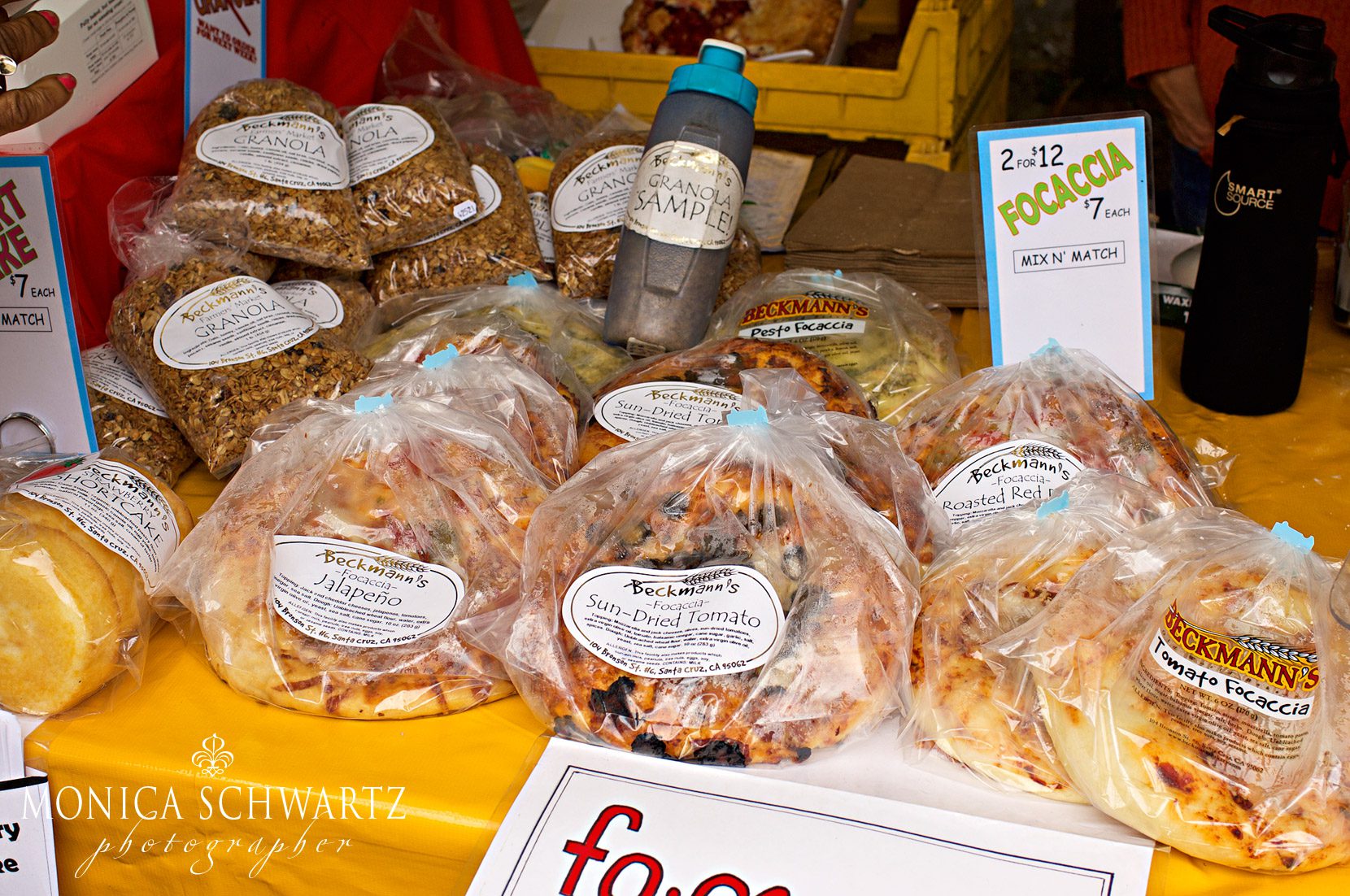 Assorted-focaccias-at-Beckmanns-Bakery-at-the-farmers-market-in-Carmel-by-the-Sea-California