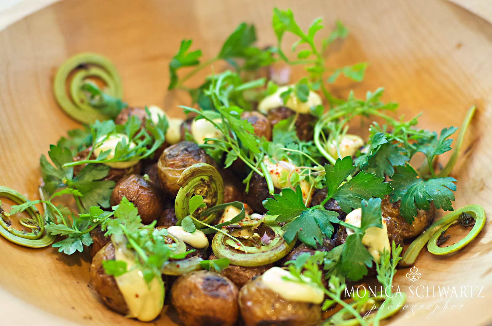 Roasted-Potatoes-and-Fiddlehead-Ferns-with-Green-Garlic-Aioli-and-Fines-Herbes-at-the-Shed-in-Healdsburg-California