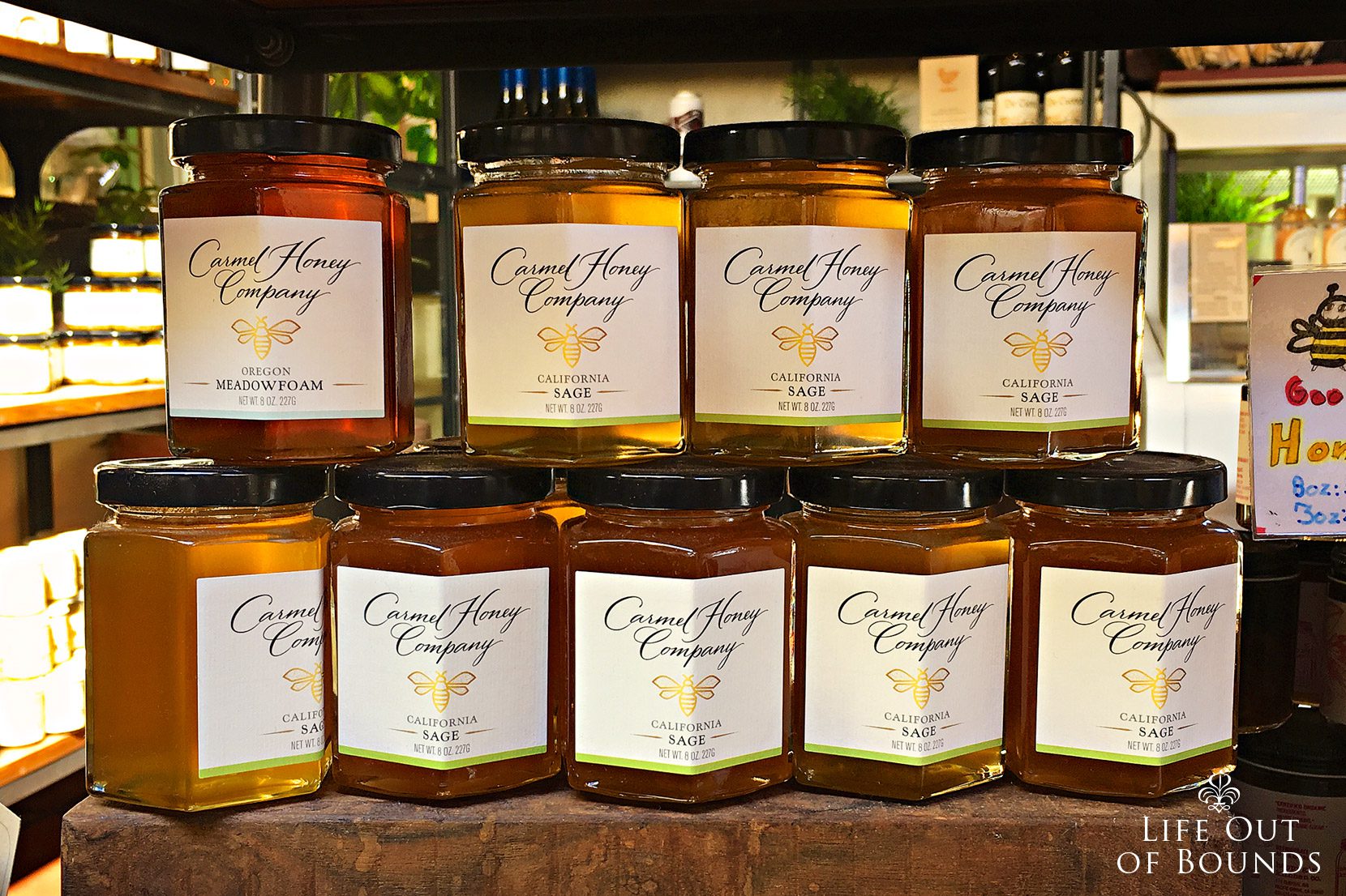 Assorted-Honey-by-Carmel-Honey-Company-at-Carmel-Belle-cafe-in-Carmel-by-the-Sea-California