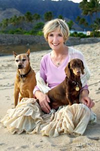 Barbara-Abe-with-her-dogs-Cocoa-and-Muffin-on-the-beach-in-Honolulu-Hawaii