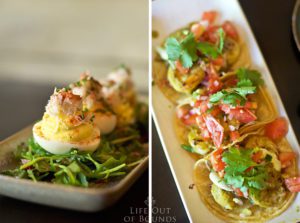 Dungeness-Crab-Deviled-Eggs-and-Shrimp-Tacos-Verde-at-OSO-Sonoma-restaurant-in-Sonoma-California