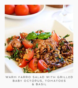 Recipe-for-Warm-Farro-Salad-with-Grilled-Baby-Octopus-Tomatoes-and-Basil