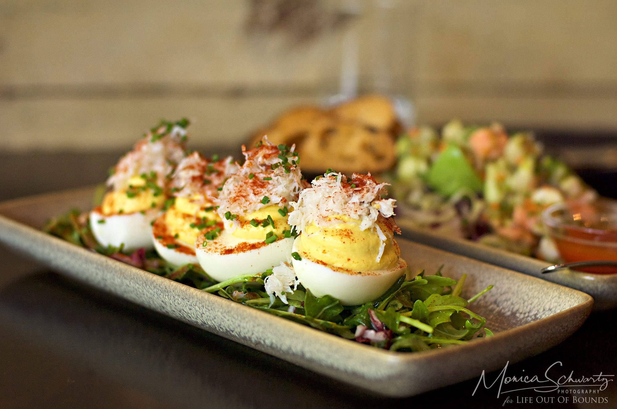 Dungeness-Crab-Deviled-Eggs-and-Ceviche-at-OSO-Restaurant-in-Sonoma-California