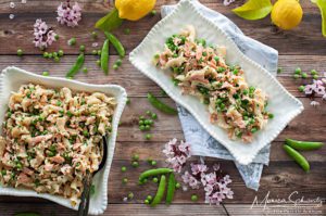 Recipe-for-poached-salmon-pasta-salad-with-spring-peas-lemon-and-chives