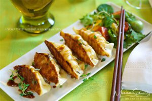 Gyoza (potstickers) with Shrimp, Kabocha and Thyme, recipe