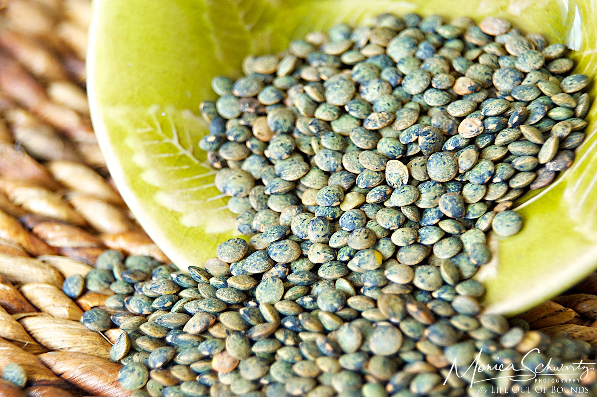 Uncooked French green lentils
