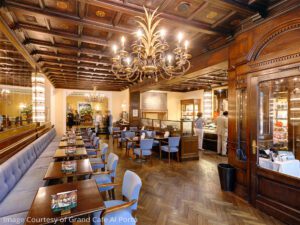 Main dining area at Grand Cafe al Porto Restaurant and Patisserie in Lugano, Ticino, Switzerland