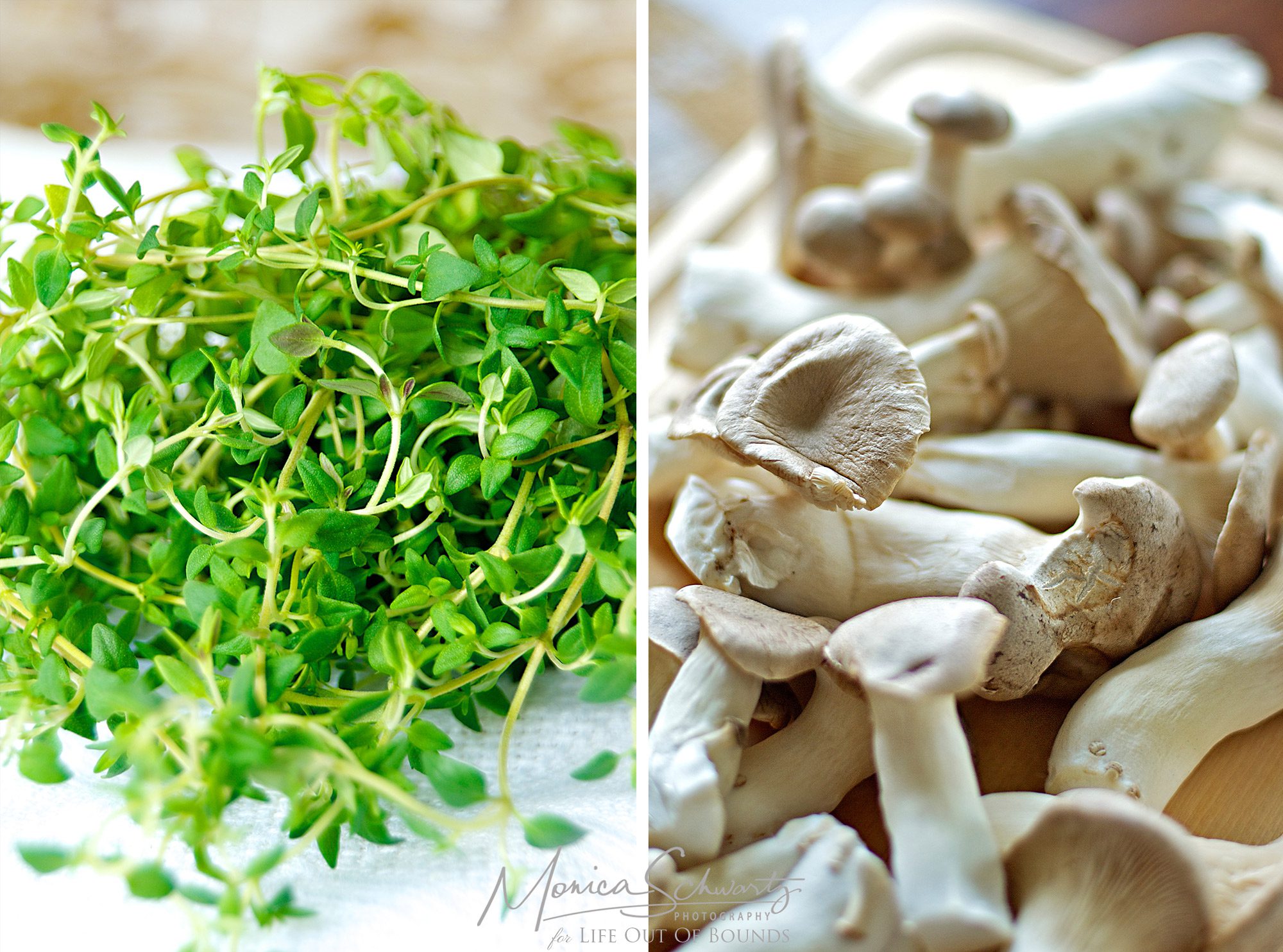 Fresh thyme & mushrooms to make Cannellini Bean Soup with Mushrooms, Sausage & Thyme | Recipe