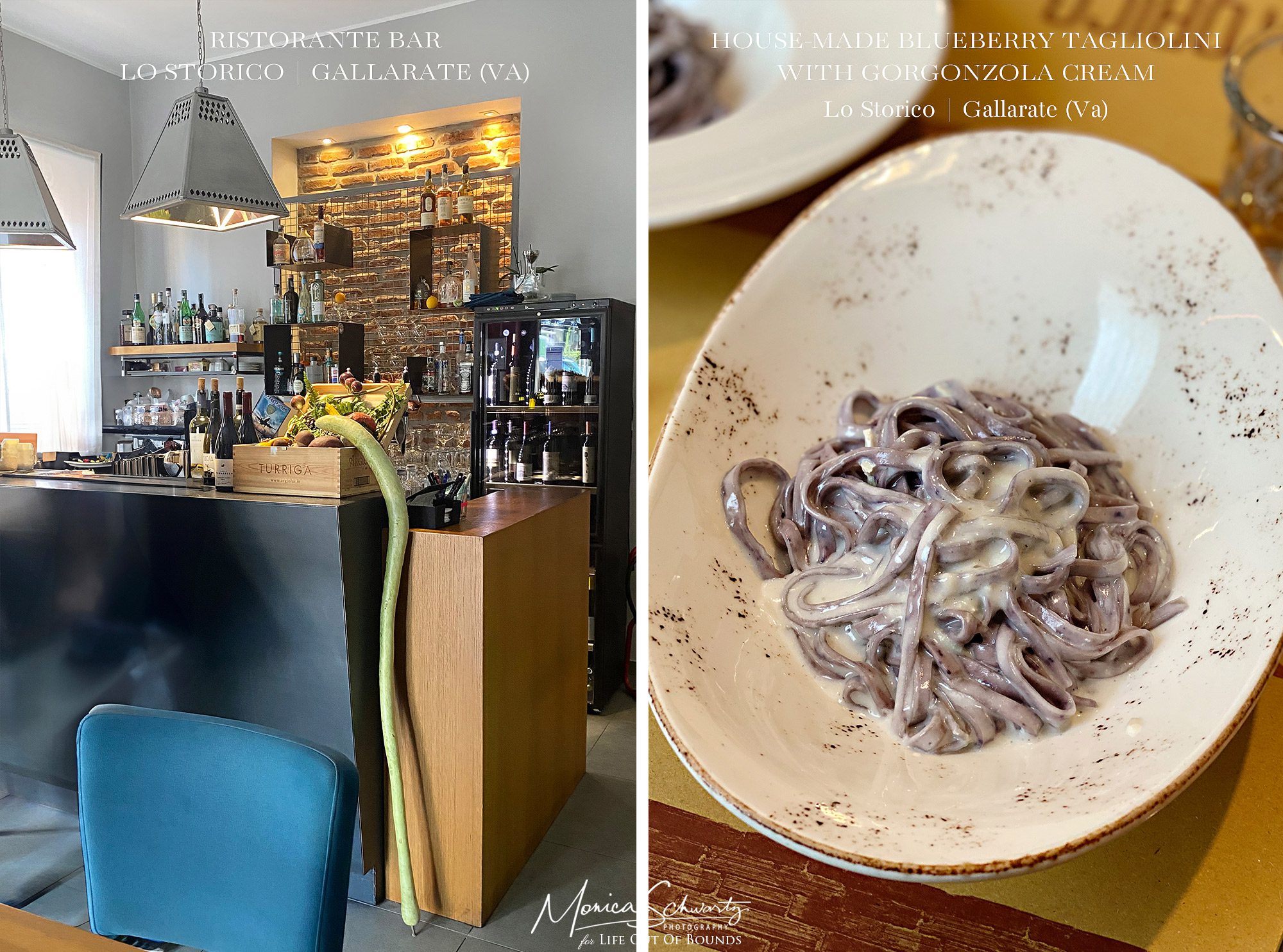 Blueberry Tagliolini with Gorgonzola Sauce at Ristorante Lo Storico in Gallarate (Va), Italy