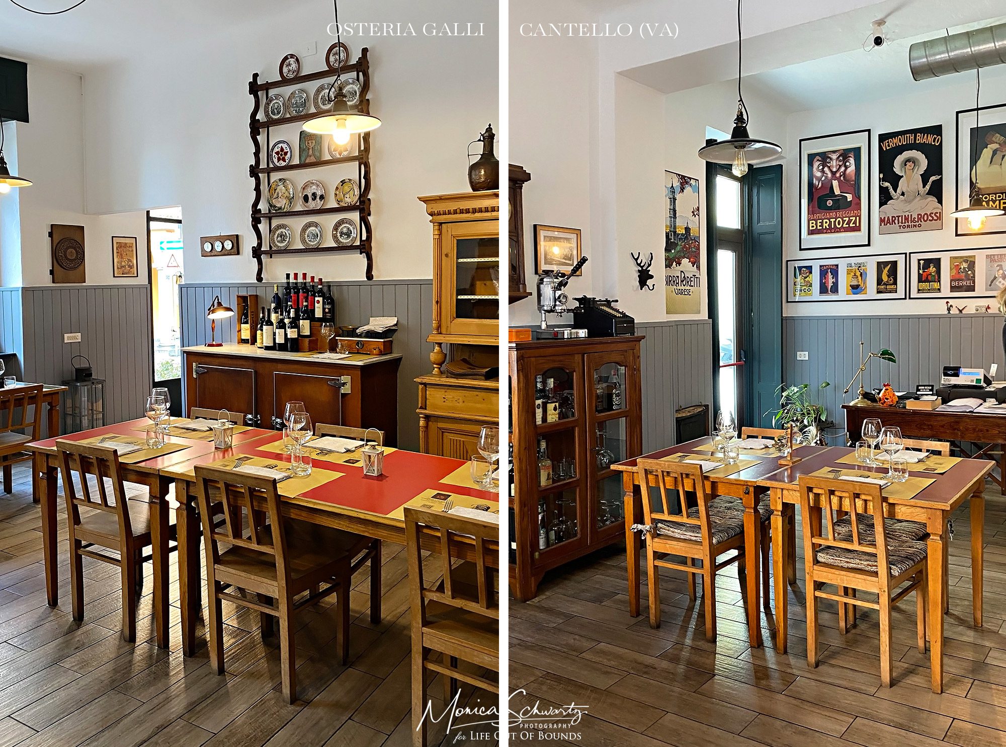Interior views of Osteria Galli restaurant, Cantello (Varese) Italy