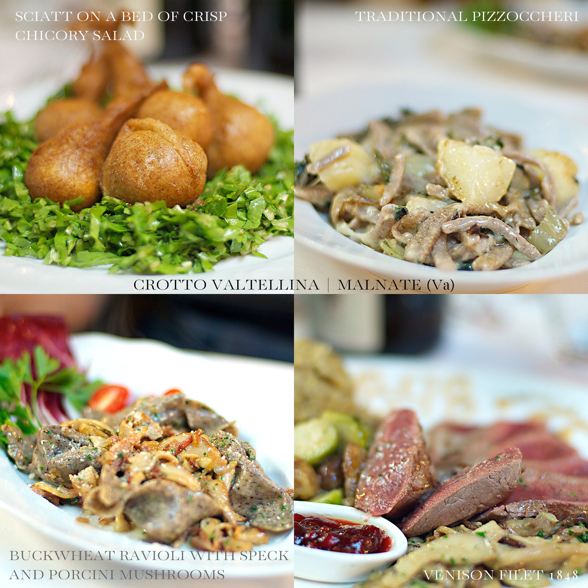 Dishes from Restaurant Crotto Valtellina in Malnate (Varese), Italy