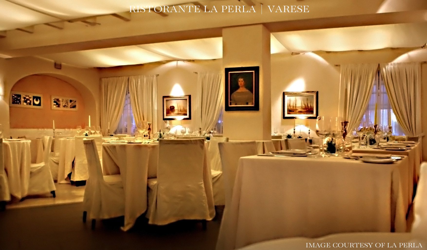 Interior of La Perla Restaurant in Varese, Italy