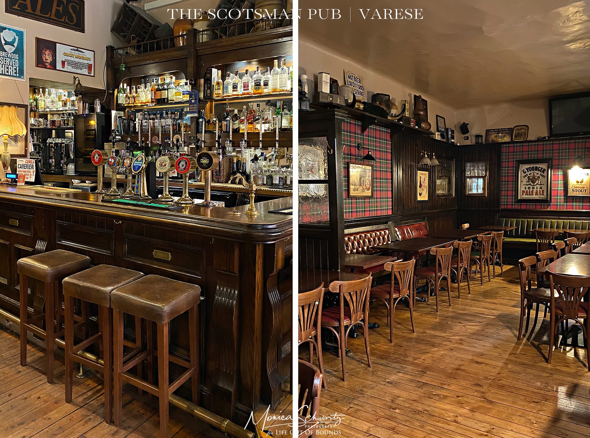 Interior views of The Scotsman pub in Varese, Italy