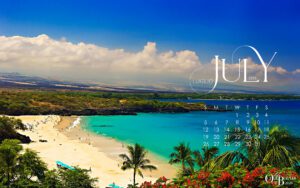 Hapuna Beach on the Big Island of Hawai'i for July 2026 free Calendar Wallpaper for laptop and desktop